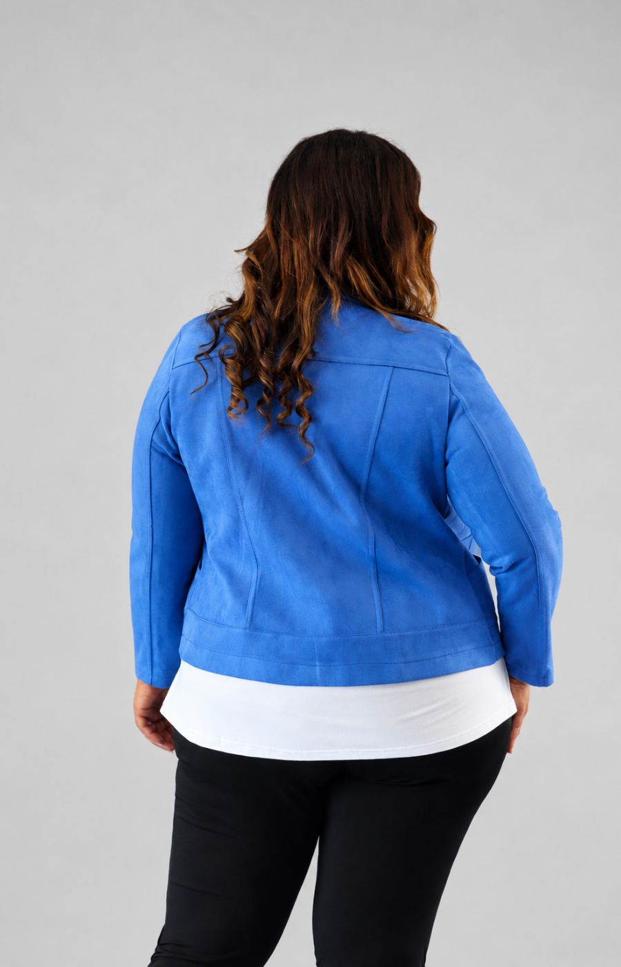 Amber Suede Biker Jacket in Royal Blue  