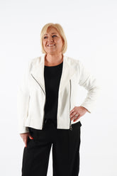 Amber Suede Biker Jacket in White