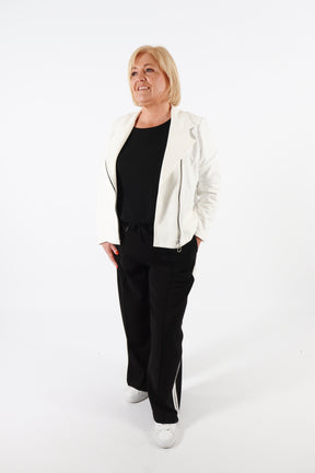 Amber Suede Biker Jacket in White