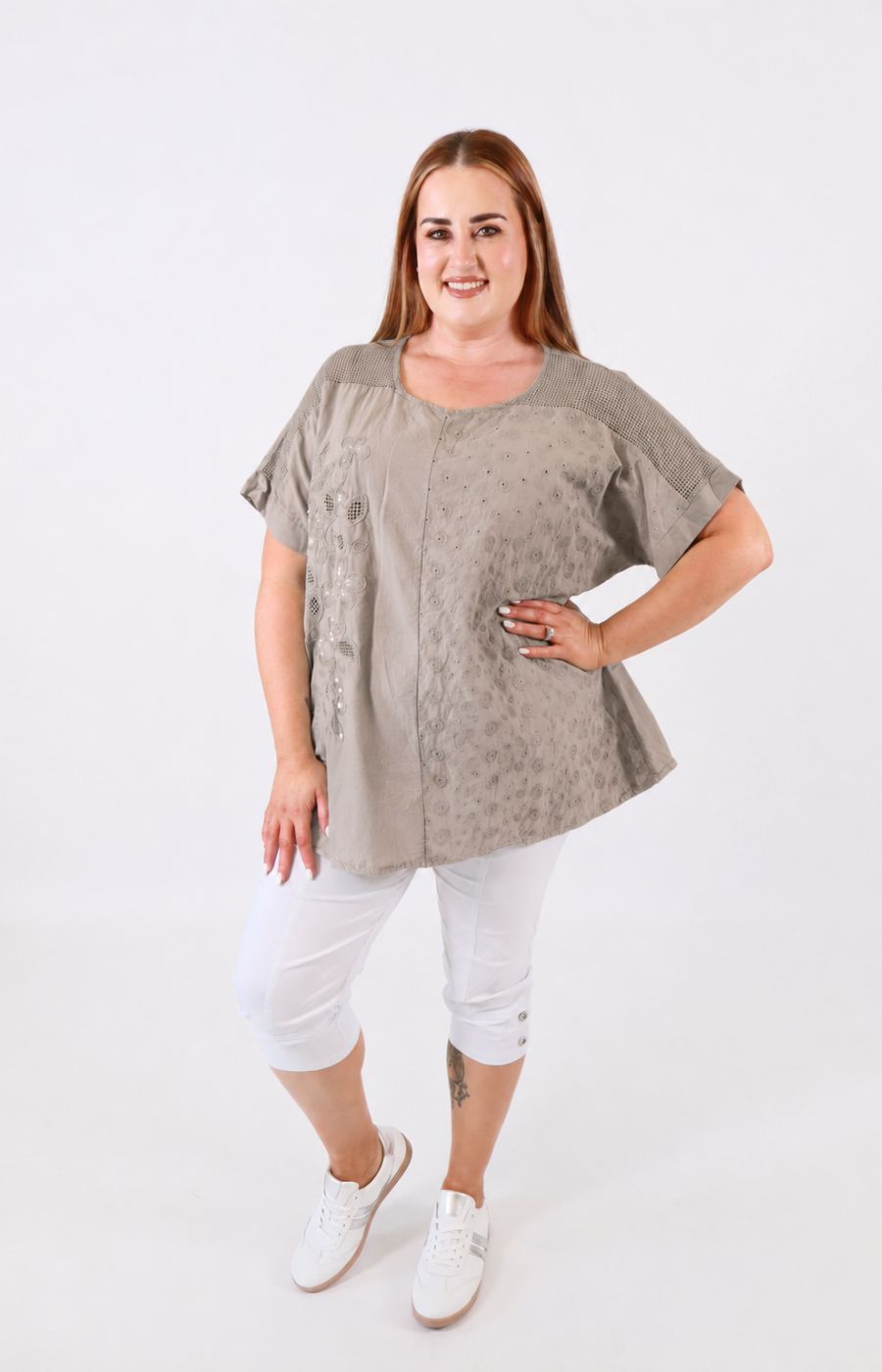Amy Blouse in Taupe 