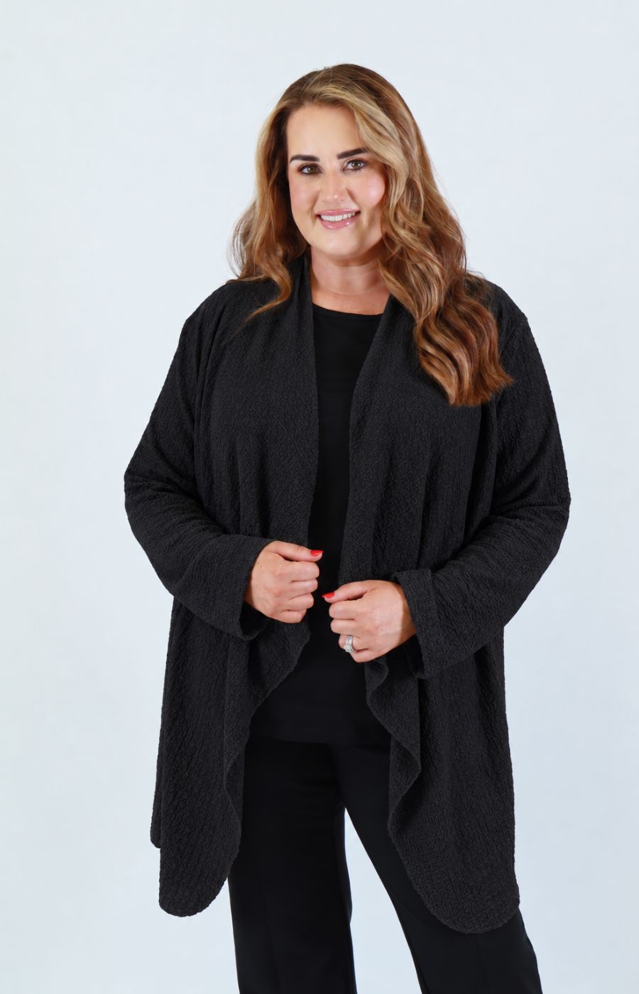 Anglea Waterfall Cardigan in Black 