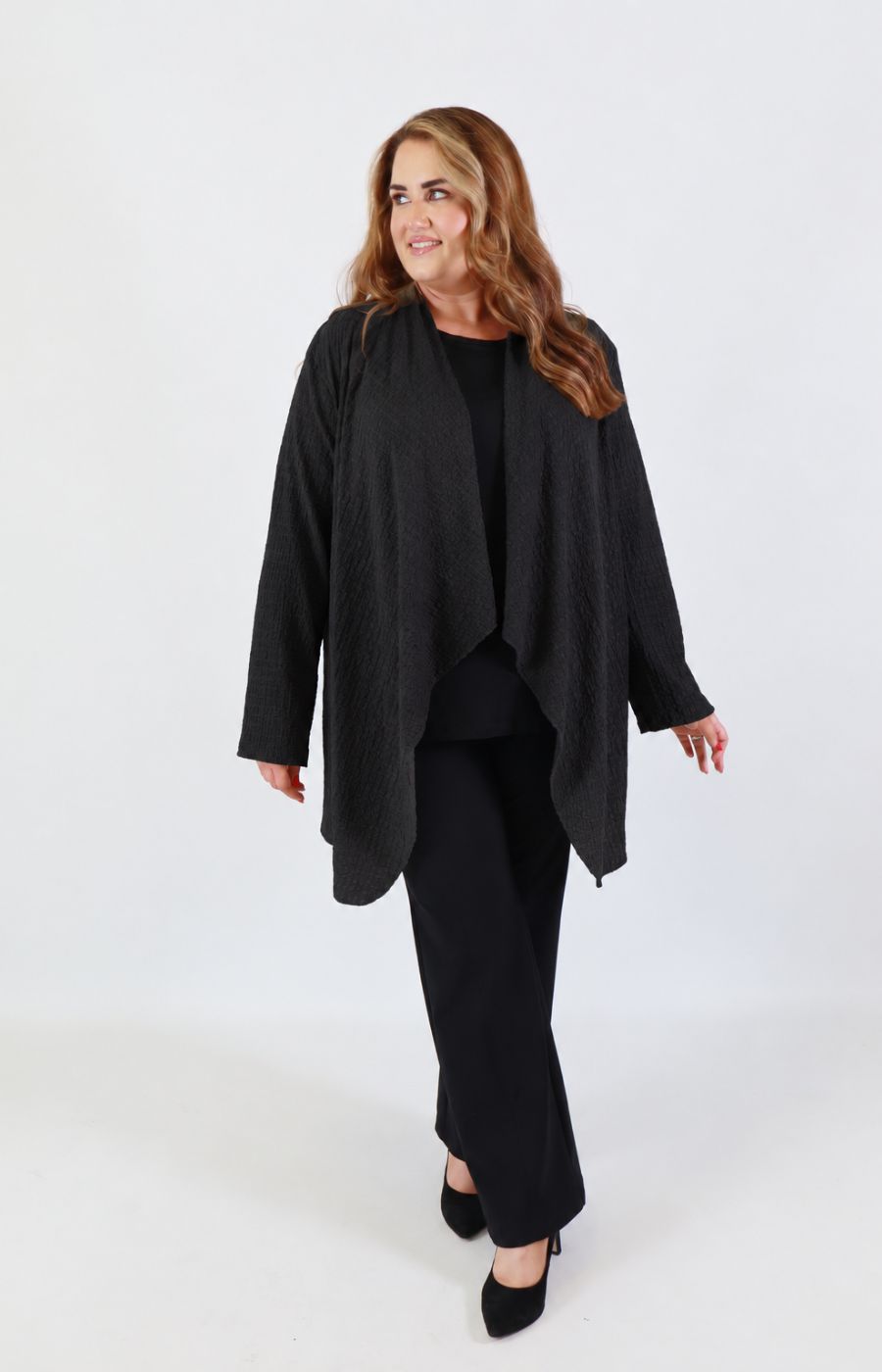Anglea Waterfall Cardigan in Black 