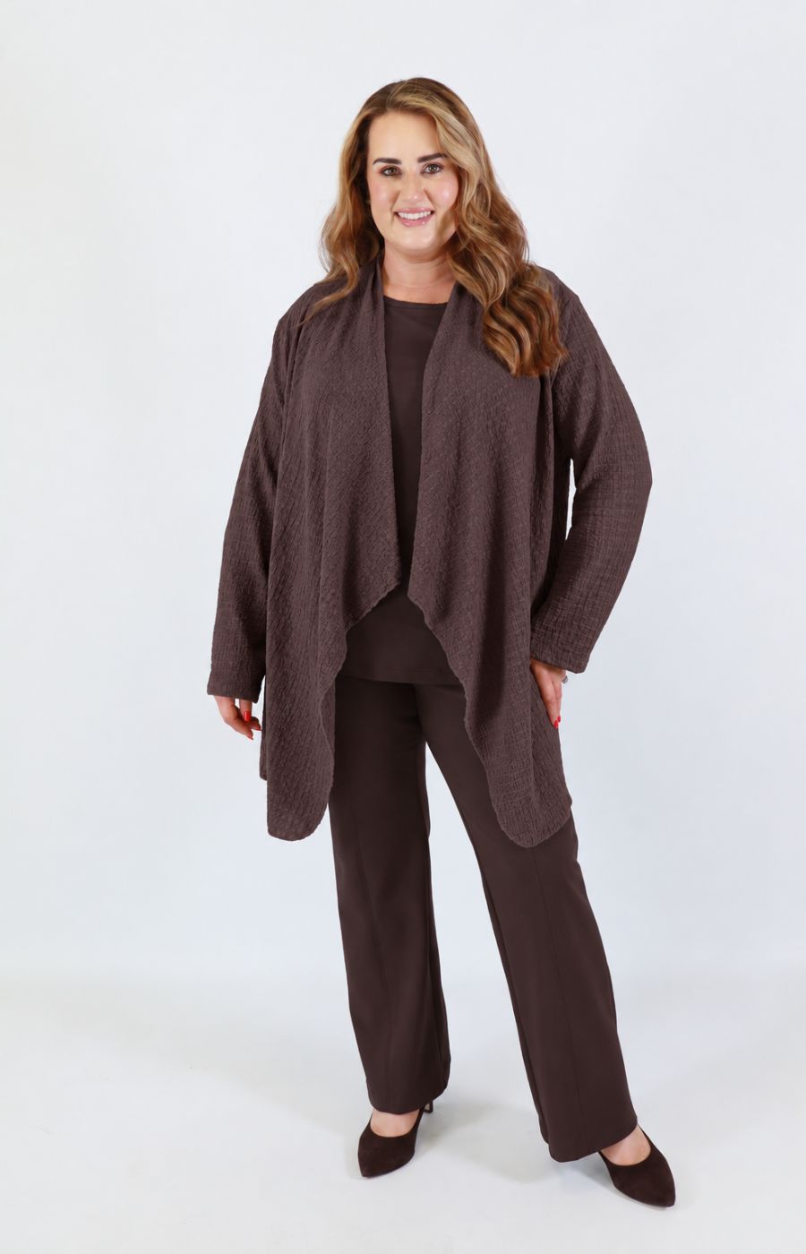 Anglea Waterfall Cardigan in Brown