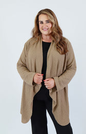 Anglea Waterfall Cardigan in Tan 