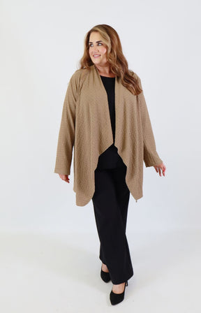 Anglea Waterfall Cardigan in Tan 