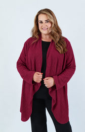 Anglea Waterfall Cardigan in Wine