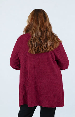 Anglea Waterfall Cardigan in Wine