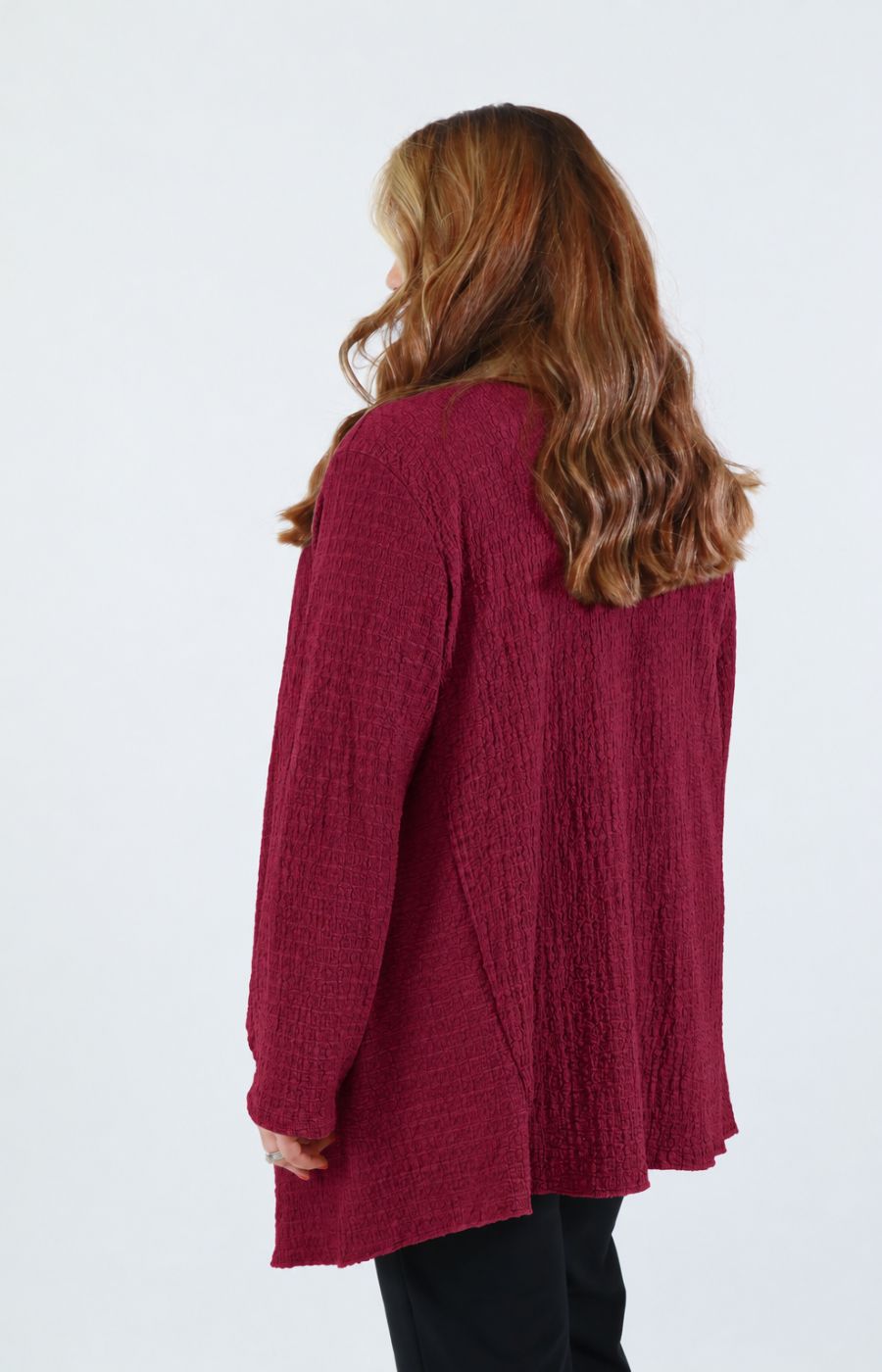 Anglea Waterfall Cardigan in Wine