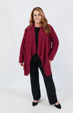 Anglea Waterfall Cardigan in Wine