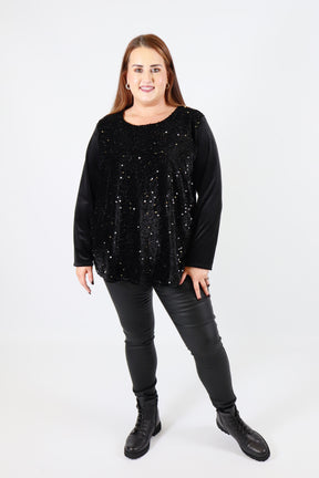 Ava Sequin Top in Black