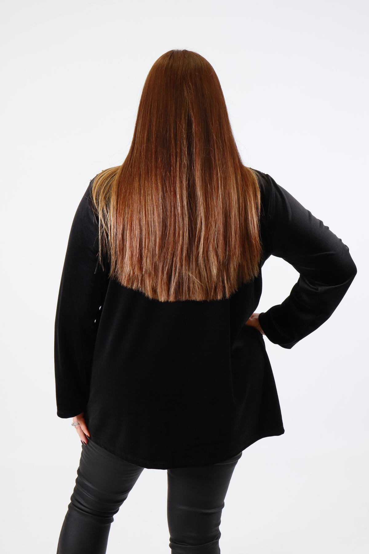 Ava Sequin Top in Black with Silver