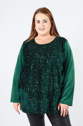 Ava Sequin Top in Green