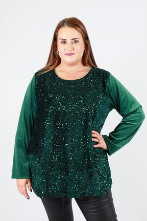 Ava Sequin Top in Green