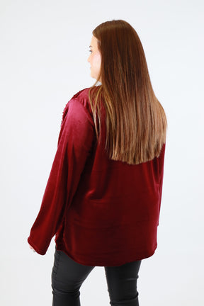 Ava Sequin Top in Wine