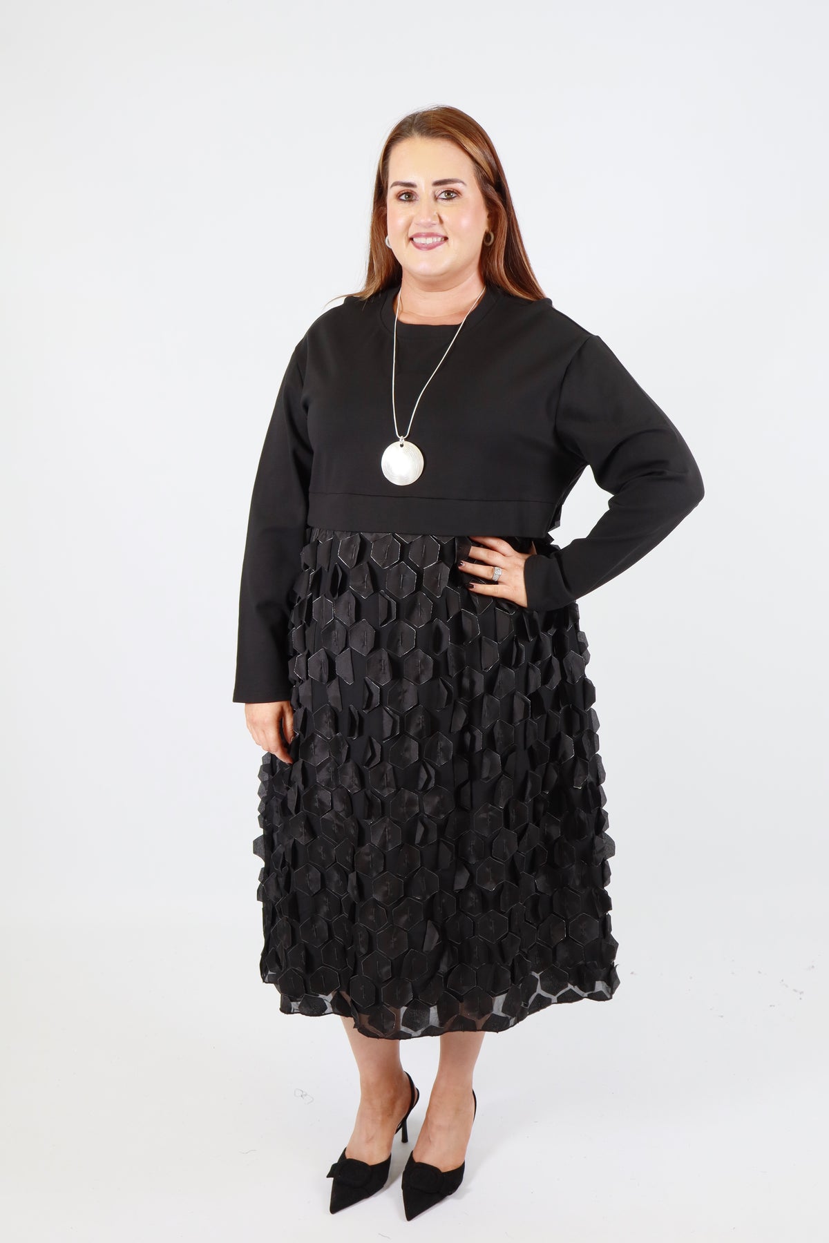 Blithe Geo Applique Dress in Black