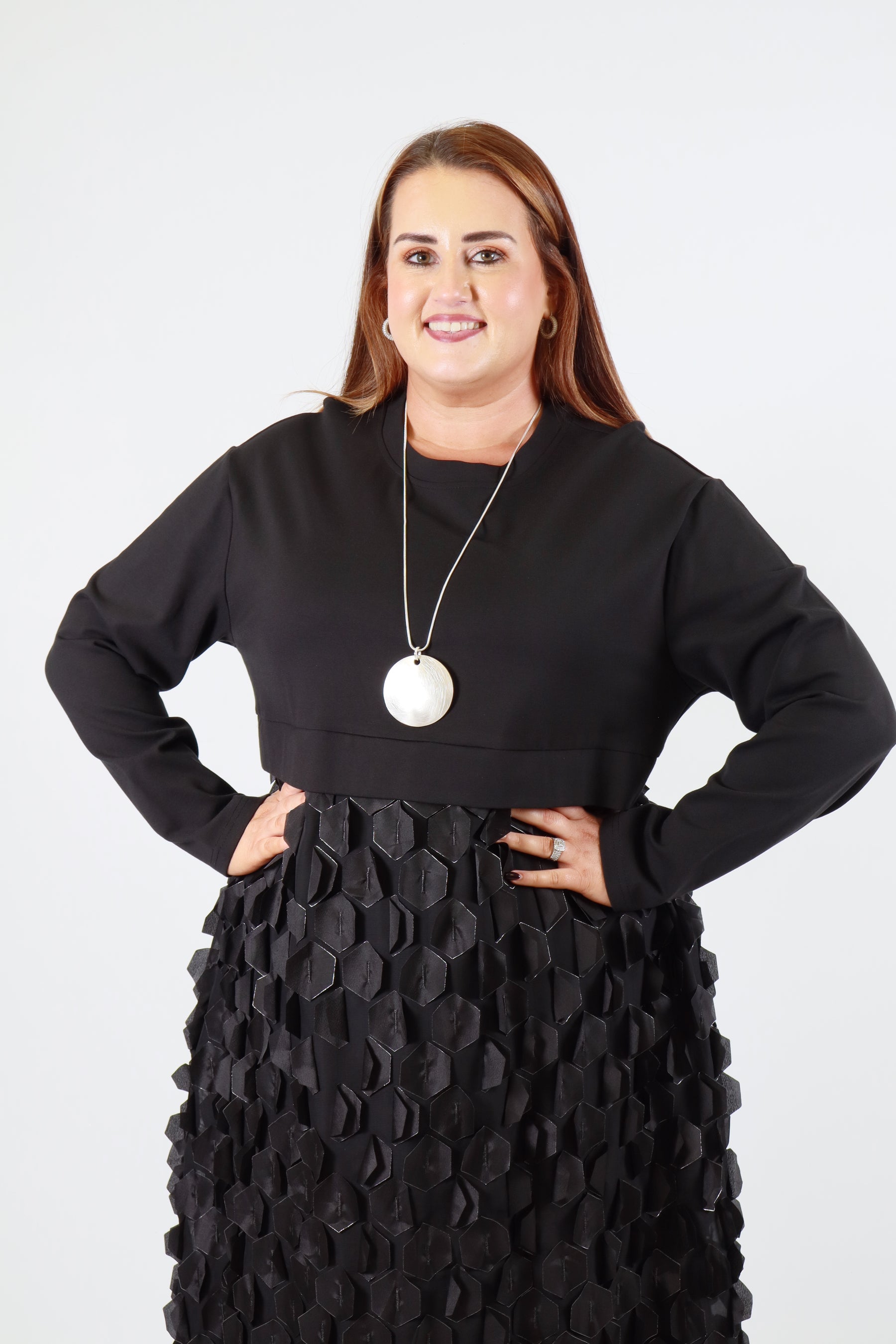 Blithe Geo Applique Dress in Black