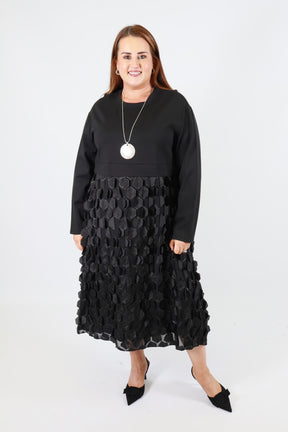 Blithe Geo Applique Dress in Black