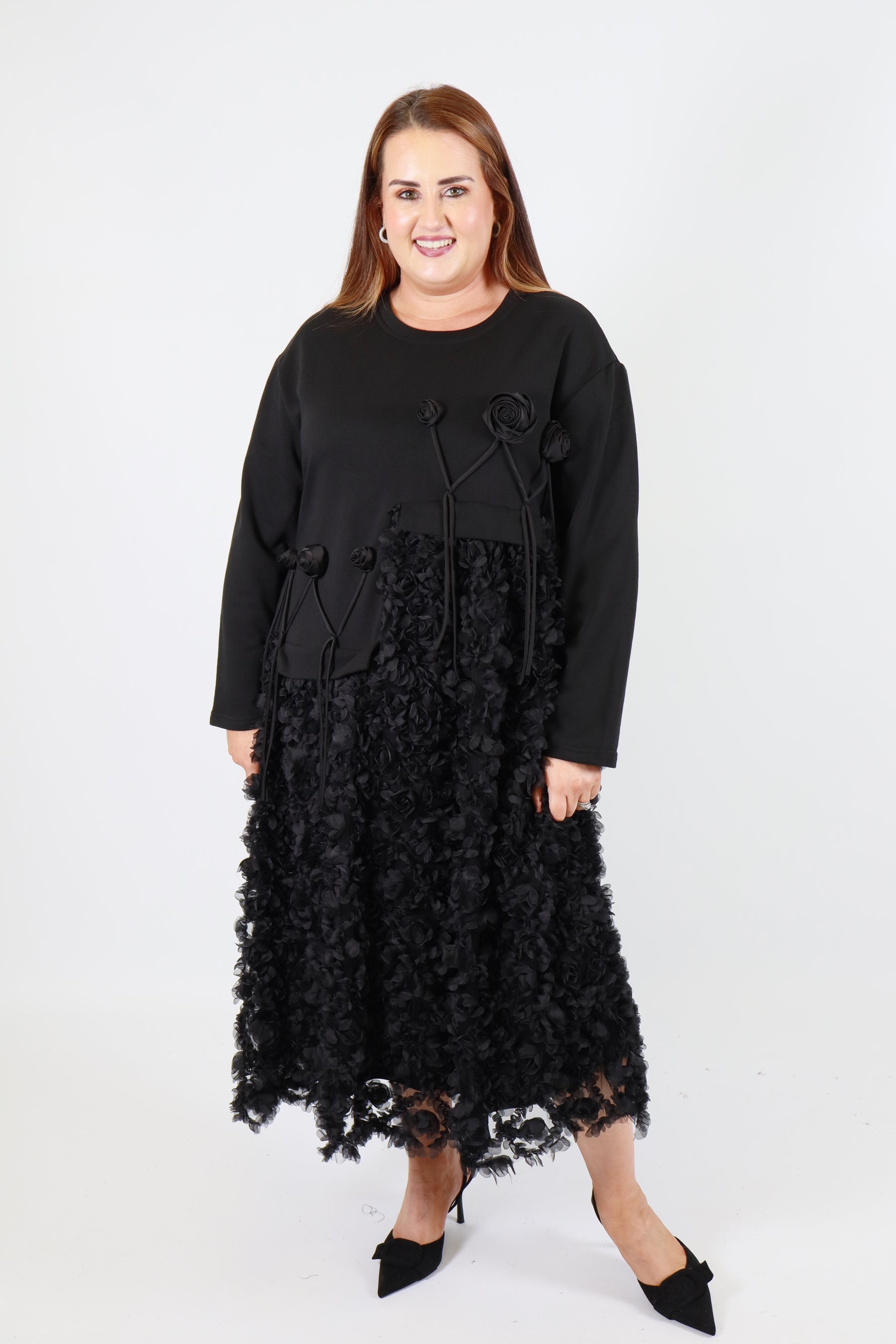 Blossom Floral Dress in Black