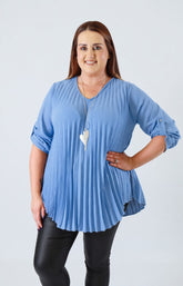 Bonnie Pleated Blouse in Blue 