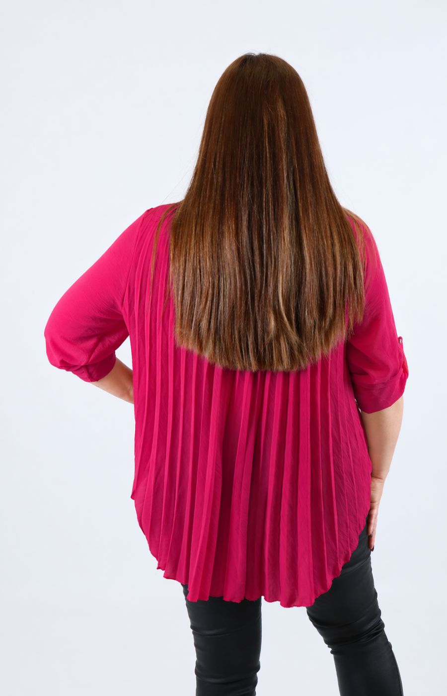 Bonnie Pleated Blouse in Fuchsia 