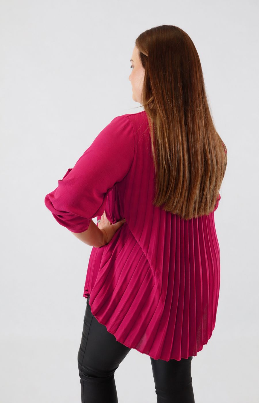 Bonnie Pleated Blouse in Fuchsia 