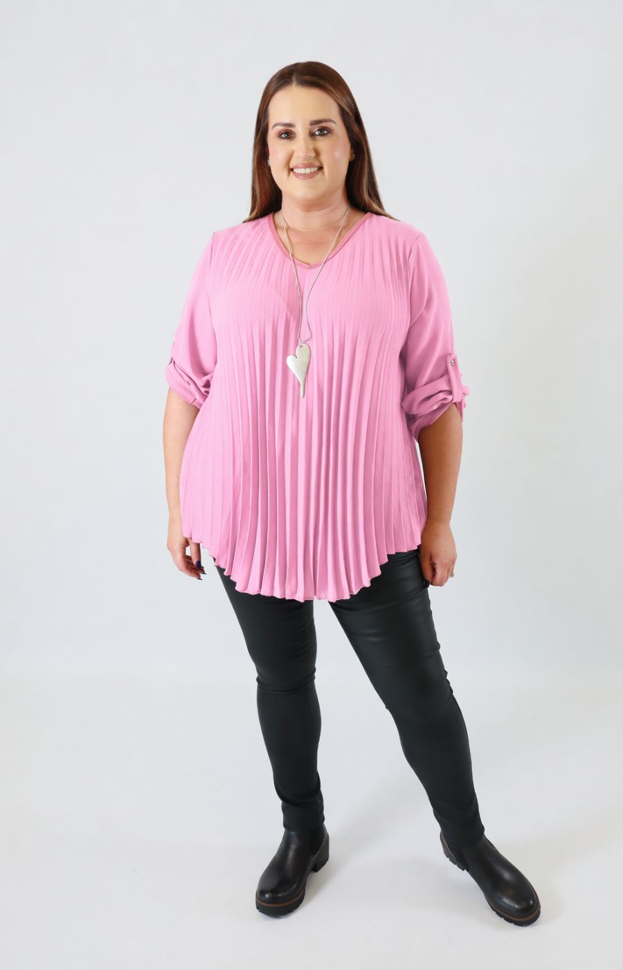 Bonnie Pleated Blouse in Light Pink 