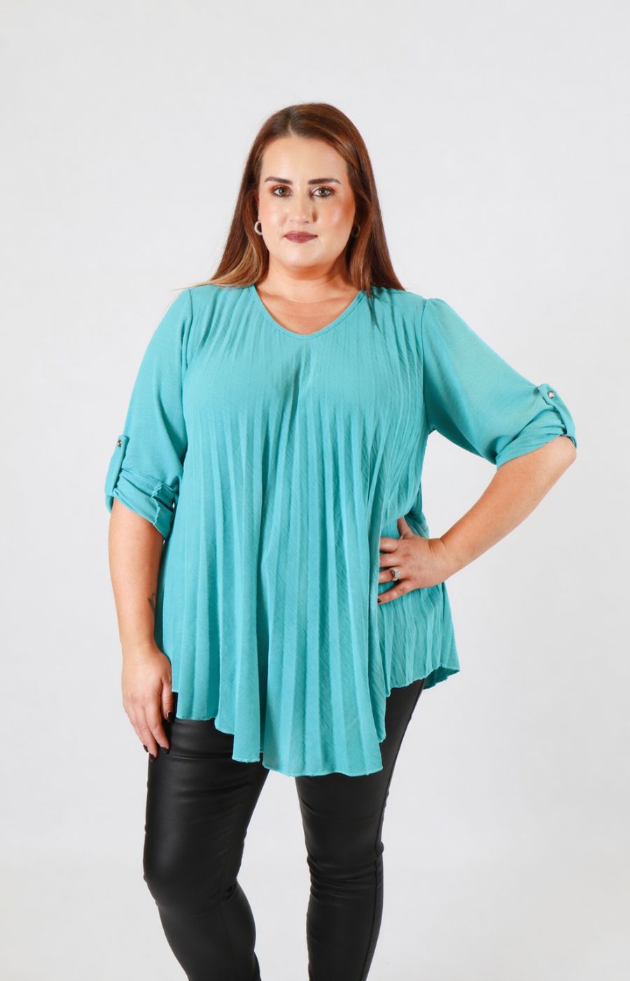 Bonnie Pleated Blouse in Mint