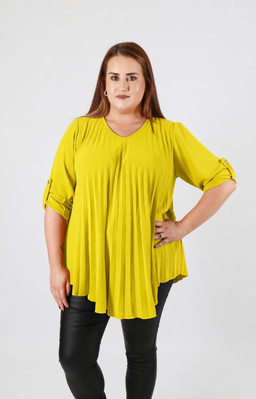 Bonnie Pleated Blouse in Yellow 