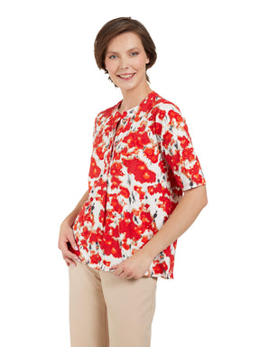 Brandtex Floral Blouse in Red Flower