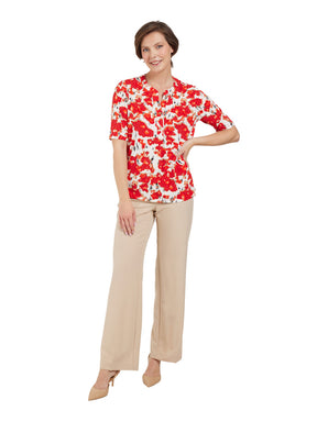 Brandtex Floral Blouse in Red Flower