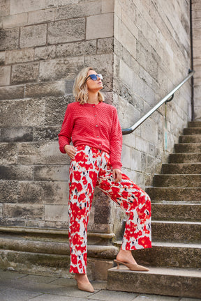 Brandtex Knit Cardigan in Red