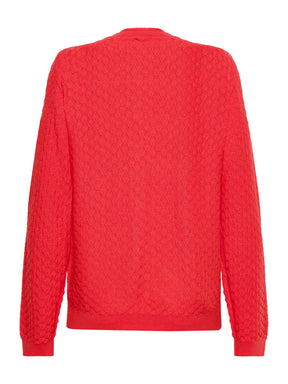 Brandtex Knit Cardigan in Red