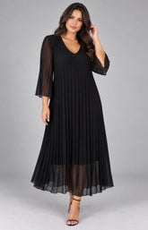 Celine Long Sleeve Dress in Black. This image was created using AI