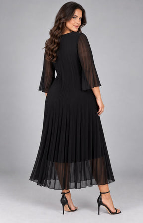 Celine Long Sleeve Dress in Black. This image was created using AI 