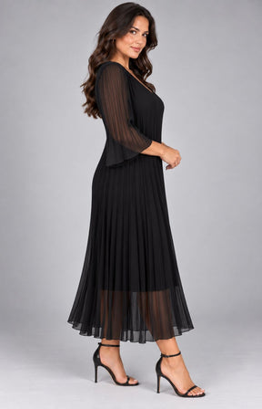 Celine Long Sleeve Dress in Black. This image was created using AI  