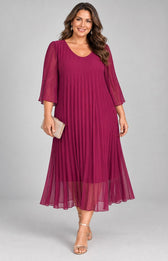 Celine Long Sleeve Dress in Magenta. This image was created using AI