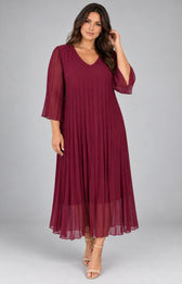 Celine Long Sleeve Dress in Wine. This image was created using AI.