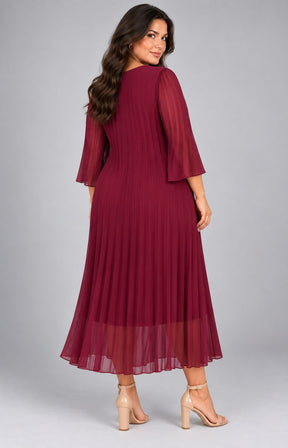 Celine Long Sleeve Dress in Wine. This image was created using AI.