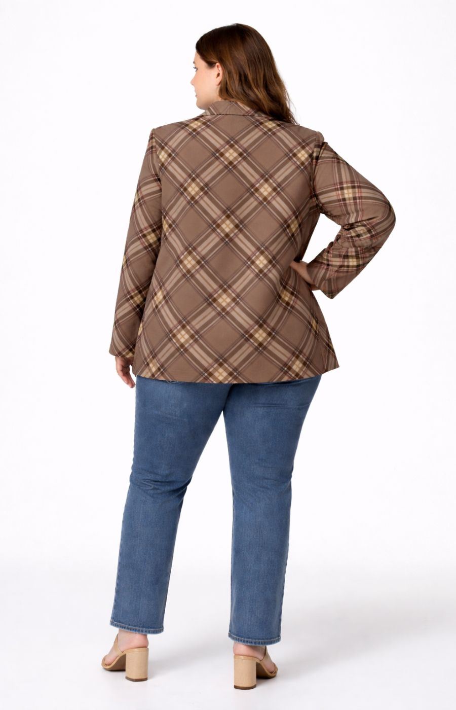 Chloe Check Jacket in Taupe 