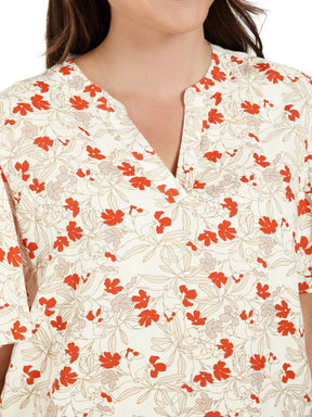 Ciso Blouse with Red Floral Print