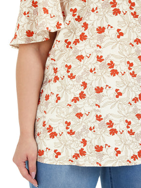 Ciso Blouse with Red Floral Print