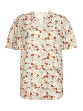 Ciso Blouse with Red Floral Print