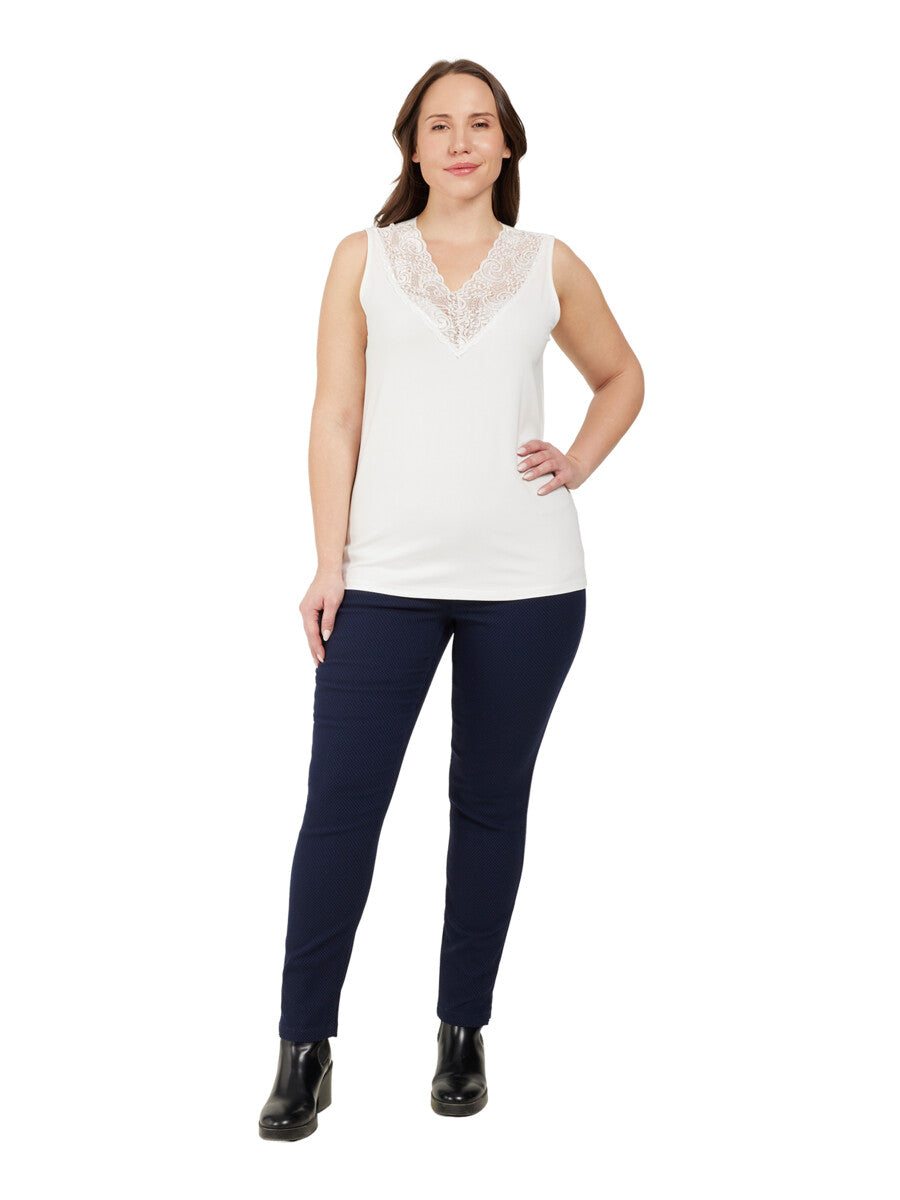 Ciso Lace Trim Vest Top in White