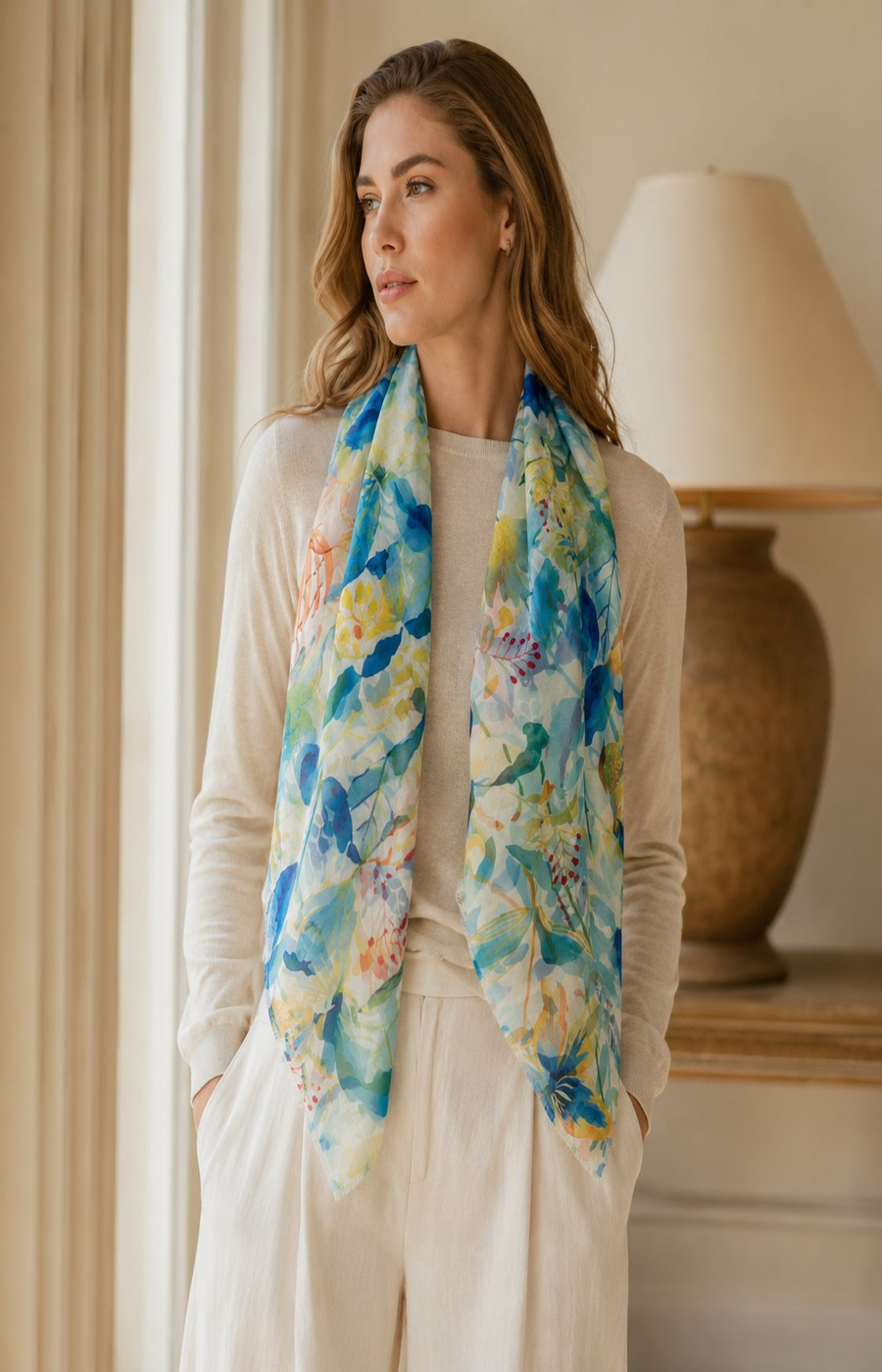Clara Scarf in Blue/Yellow 