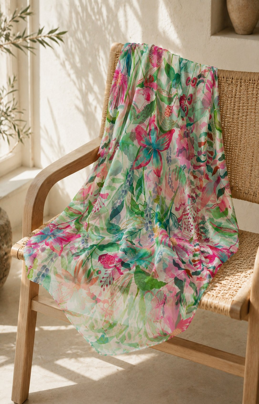 Clara Scarf in Green/Pink 