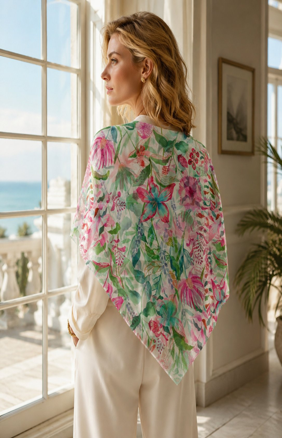 Clara Scarf in Green/Pink 
