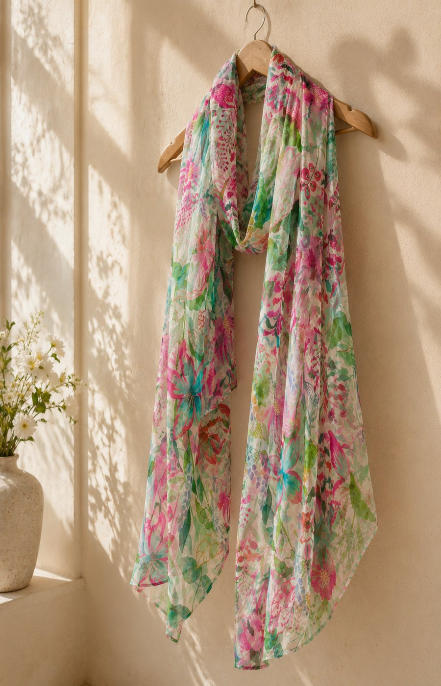 Clara Scarf in Green/Pink 