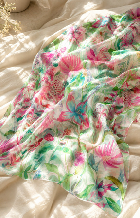 Clara Scarf in Green/Pink 