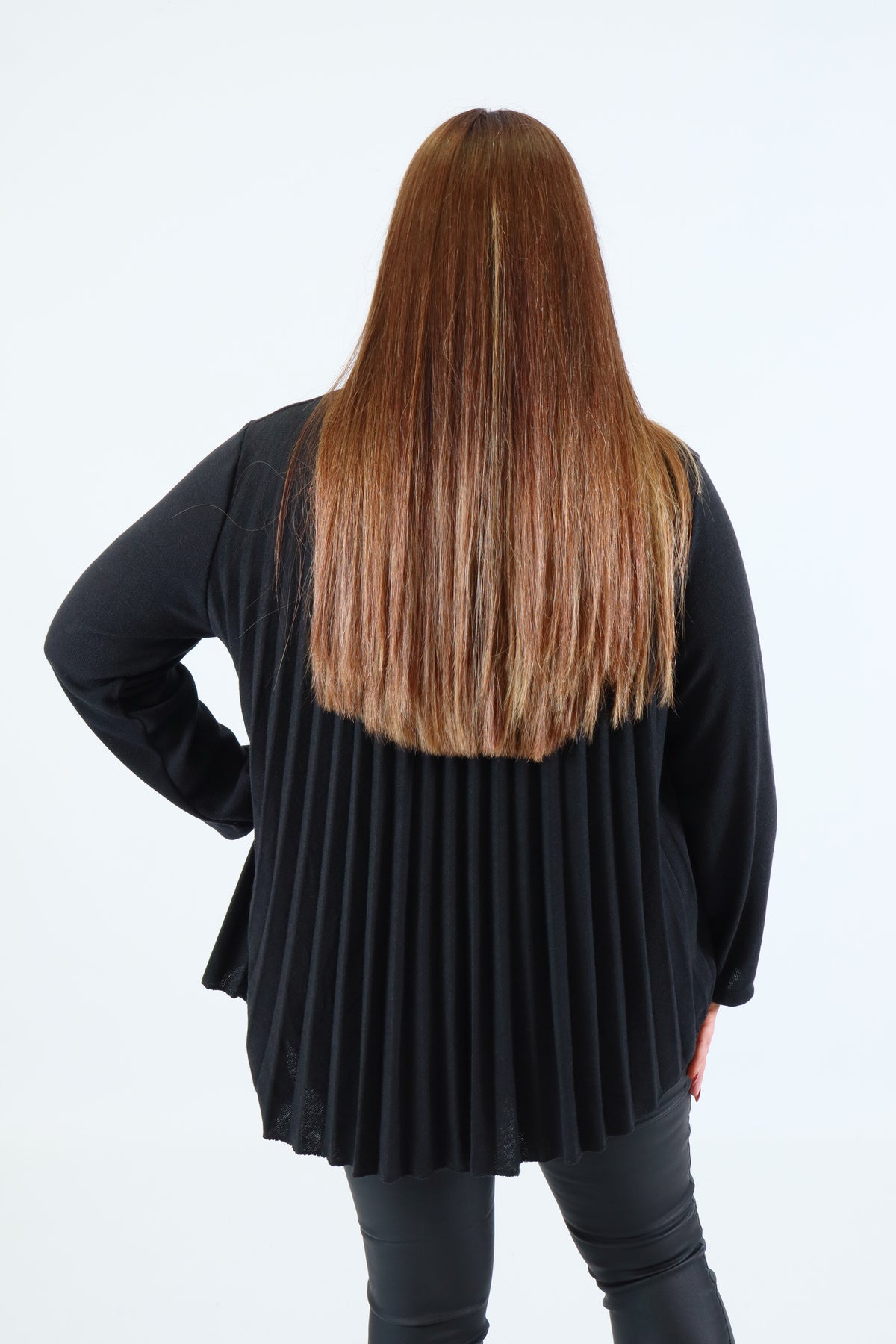Connie Knit Pleated Blouse in Black