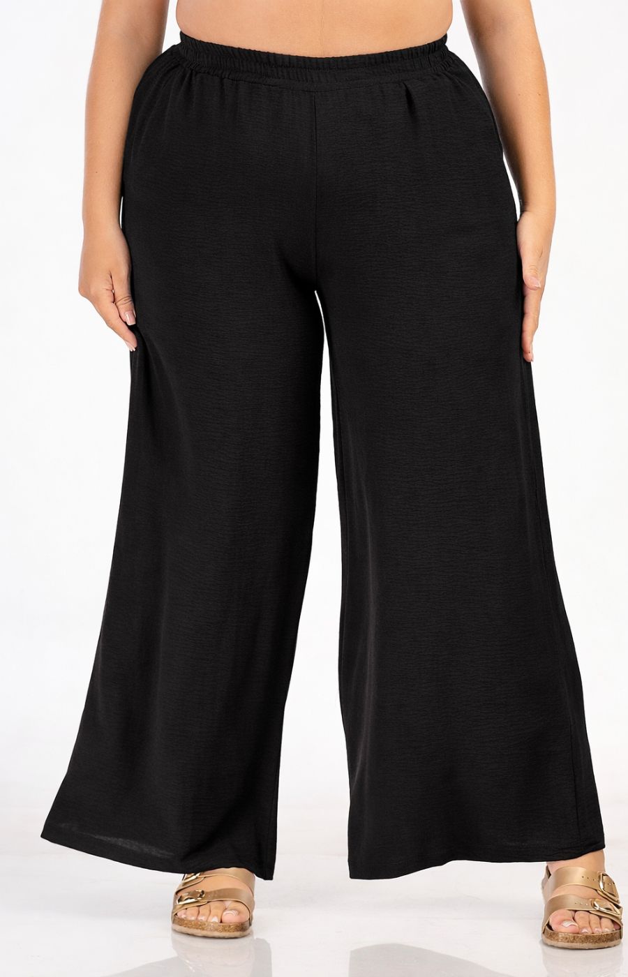 Curviss Black Wide Leg Trousers 